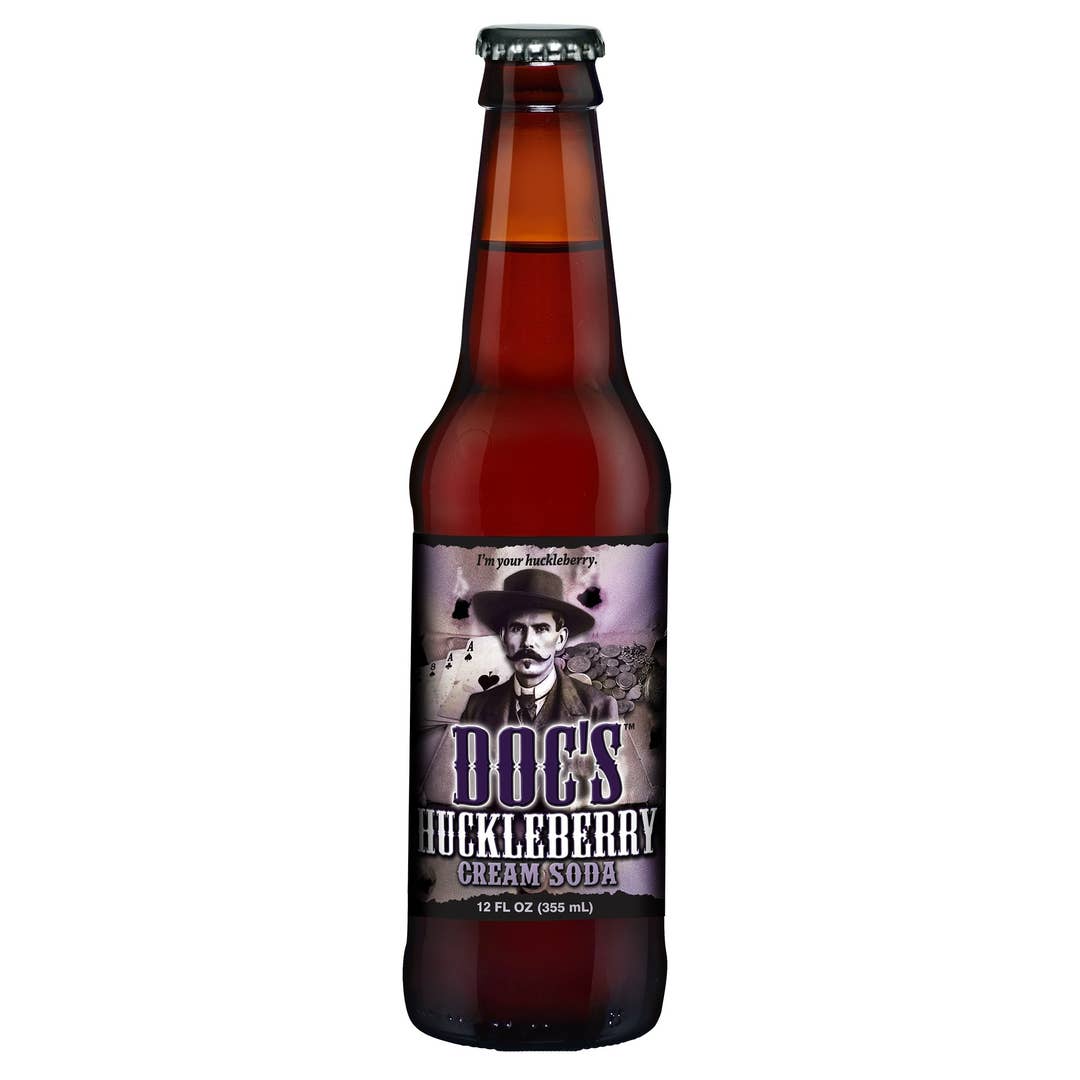 Doc's Huckleberry Cream Soda, 12oz, 12ct Glass Bottles