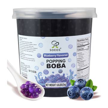 Soeos Blueberry Popping Boba Pearls, 6.6lb